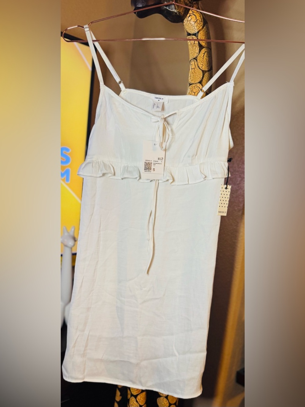 Forever 21 Off-White Ruffle-Trim Sleepwear slip dress